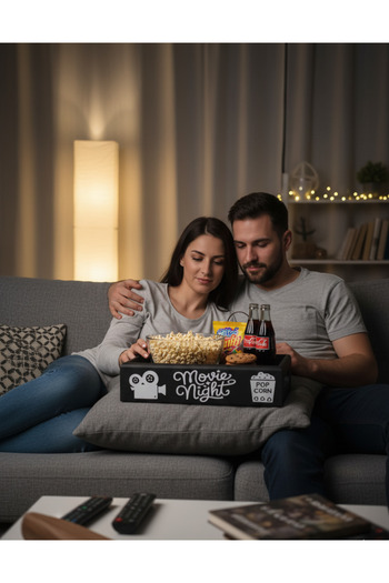 woodretro Chips, Cookies, and Beverage Tray. Snack Presentation Tray. Wooden Cinema Night Box.