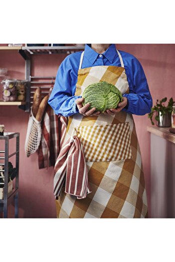IKEA KÖSSEBÄR Apron, yellow/white, 70 x 92 cm