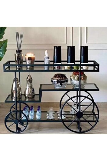 genric FFD Elegant Metal Food Serving Trolley – 1.3cm Metal Frame Trolley Kitchen 80x40x90cm