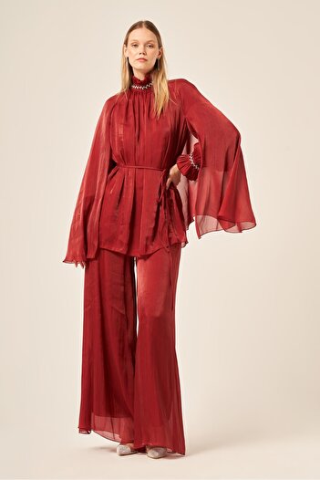 FTZ WOMEN Women's Organza Suit Burgundy 31130