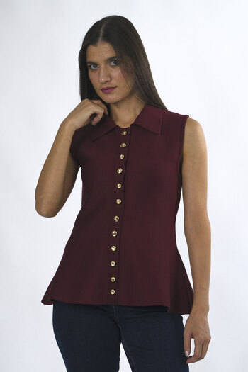 ABBRA Women's Flared 12 Button Knit Vest