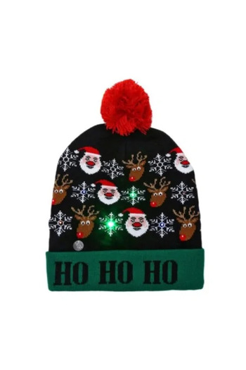 Nicol Winter Hat with LED and Pompom, Christmas Theme, Santa Claus, Deer and Snowflakes - JollyMag CZ 52
