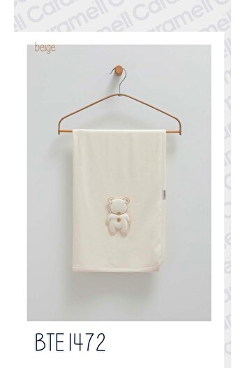 Caramell Baby Blanket Combed Cotton Soft Textured 80X90 Cute Bear Teddy Bear 1472 Beige