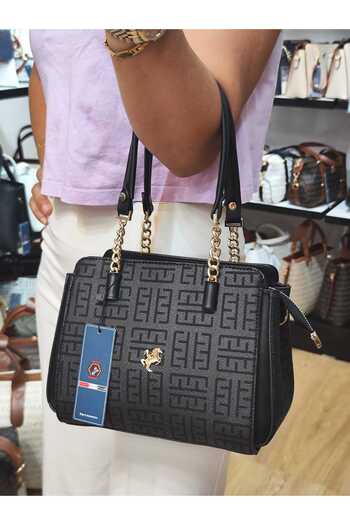 Çanta Trend Miami Polo Clup Women's Bag with 5-Eye Chain Hand Strap Detail and Shoulder Strap