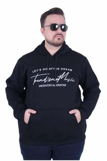 MocGrande Large Size 3Ip Hooded Sweat Let's Go 25720 Black