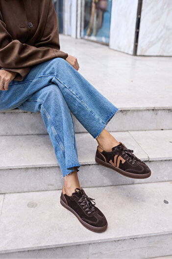 ANGELİNA JONES Dolores Women's Brown Real Suede Casual Shoes