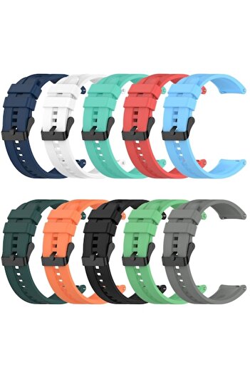 G FINITY Premium Silicone SmartWatch Strap, 22 mm, Set of 10 Straps, Black Buckle, Universal Compatibility