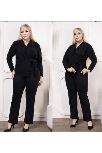 BUIKA Gamze Moda Plus Size Double Breasted Collar Bluz