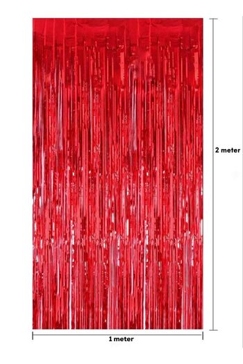 MARKQ Red Foil Fringe Curtain 1x2m Metallic Tinsel Party Backdrop for Birthday, Wedding, Eid [Pack of 1]