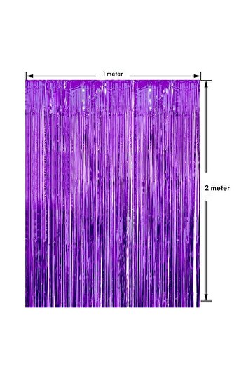 MARKQ Purple Foil Fringe Curtain 1x2m Metallic Tinsel Party Backdrop for Birthday Wedding Baby Shower [2]
