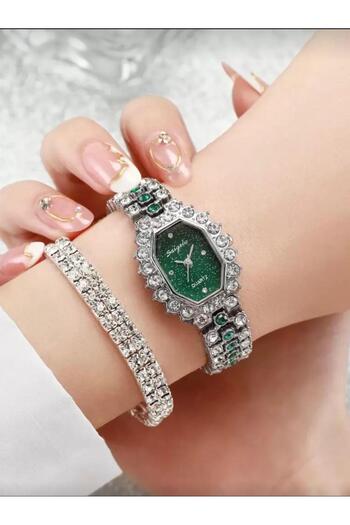 AR Women's Quartz Watch with Rhinestone Bracelet