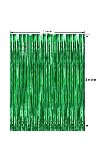 MARKQ Green Foil Fringe Curtain 1×2m Metallic Tinsel Party Backdrop for Birthday, Wedding, Baby Shower [2]
