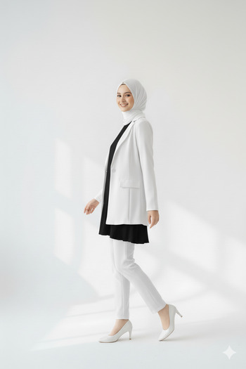 Modabenna Pleated Black Women's Hijab Shirt Pleated Tunic Innerwear