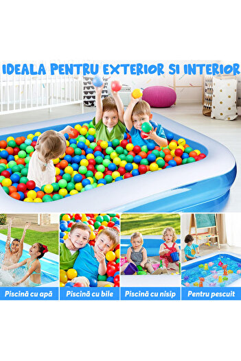 Pitikot Piscina Gonflabila Dreptunghiulara, Vinil, Albastru/Alb
