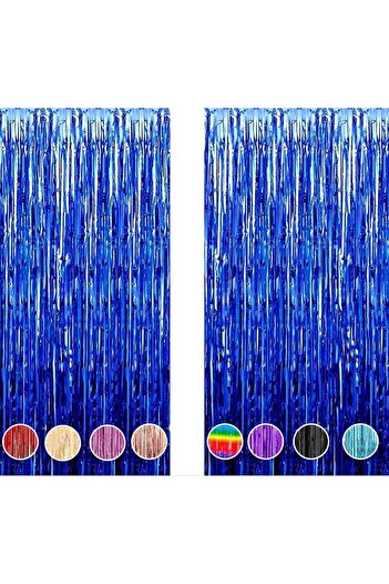 MARKQ Royal Blue Foil Fringe Curtain 1x2m Metallic Tinsel Party Backdrop for Birthday Wedding Baby
