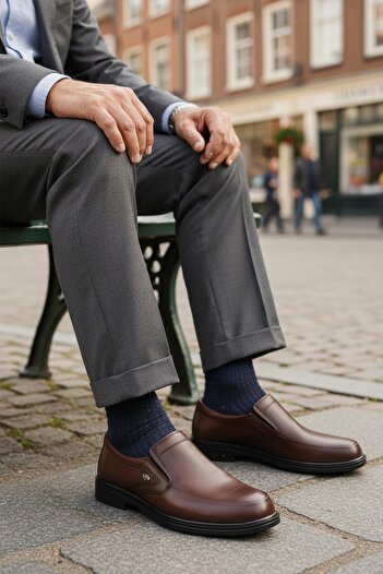 AYAKMOD Dsn 2036 m Brown Genuine Leather Men's Casual Shoes