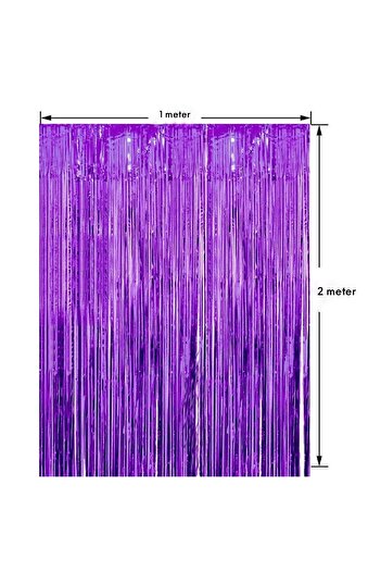 MARKQ Purple Foil Fringe Curtain 1x2m Metallic Tinsel Party Backdrop for Birthday Wedding Eid [1]