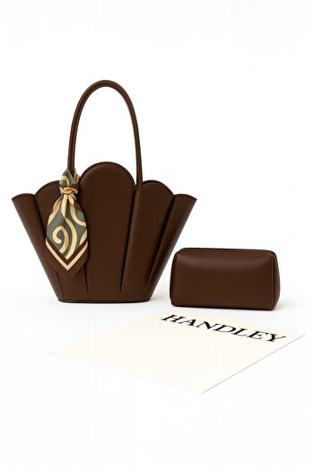 Handley Luxury Design Scallop Shoulder & Handbag Set (with Wallet Scarf Gift)