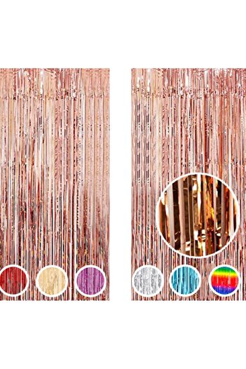 MARKQ Rose Gold Foil Fringe Curtain 1x2m Metallic Tinsel Party Backdrop for Birthday Wedding Baby