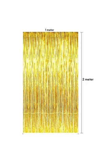 MARKQ Gold Foil Fringe Curtain 1x2m Metallic Tinsel Party Backdrop for Birthday, Wedding, Eid [Pack of 1]