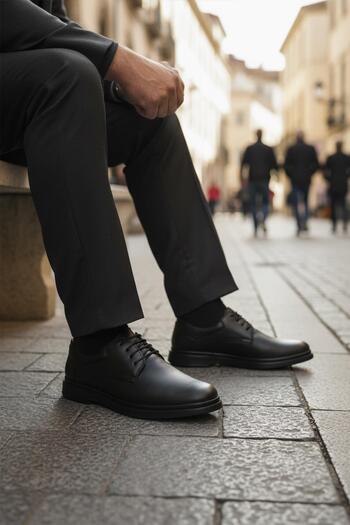 AYAKMOD Dsn 2027 m Black Genuine Leather Men's Casual Shoes
