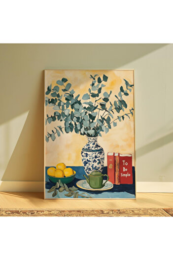Tuba Decor Tek Parça Ahşap Çerçeveli Oturma Odası Salon Mutfak Tablo