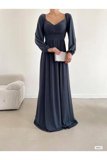 Modafeminen Βραδινό φόρεμα Sandy Flexible Fabric με λεπτομέρεια με κορδόνια στο μπροστινό μέρος του ώμου 582672 SMOKED