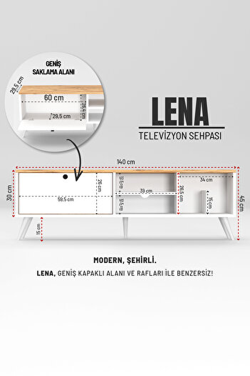interGO Lena TV Sehpası, TV Standı, Televizyon Ünitesi