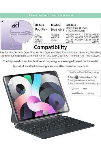 HYX iPad Pro Air 11-inch Case with Keyboard, Magic-Style Keyboard, Multi-Touch Trackpad, Floating