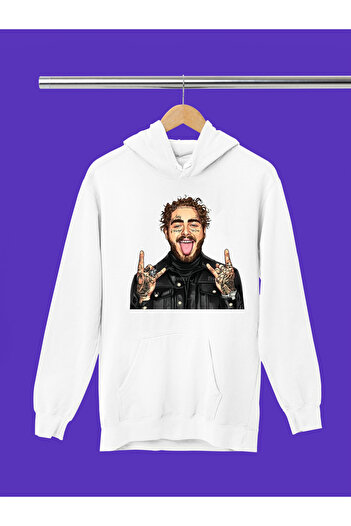 MAGORS Post Malone Printed Cotton Long Sleeve Ribbed 3-Ply Hooded Sweatshirt
