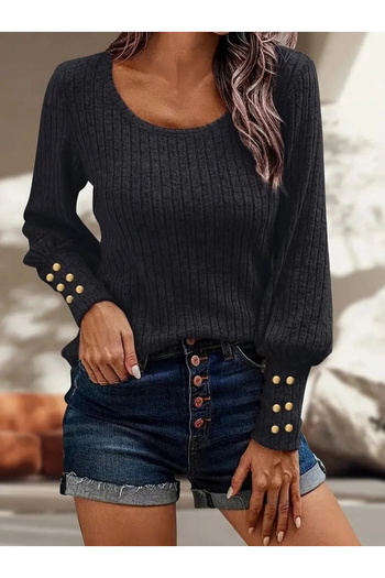 Silerra Women's Long Sleeve Ribbon Sleeve Button Detail Camisole Blouse