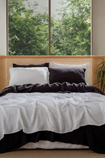 MYLASA HOME Muslin Bedspread Ultra Soft High Quality 4 Layers Muslin Pike (Single Size (240X240 cm)