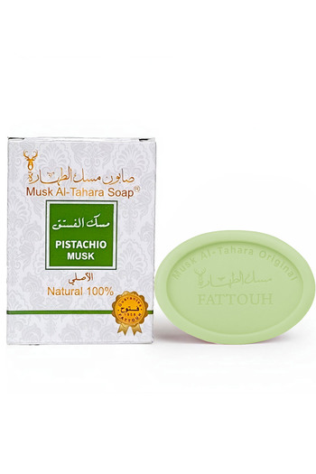 MUSK AL TAHARA Sensitive Area and Body Pistachio Musk Soap 50Gr+ Perfume and Moisturizing Cream 50ml 50ml