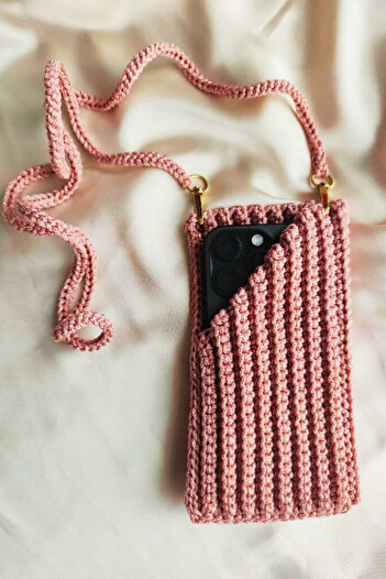 BB BİBUTİKSHOP Handmade Knitted Strap Phone Bag – Stylish and Practical Crossbody Bag Accessory