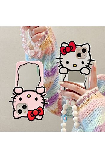 OSG 3D Cute Cat Phone Case with Makeup Mirror and Bracelet Gift Compatible with iPhone 13 Pro and 14 Pro