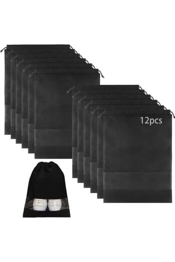 NEXIFY Waterproof Shoe Storage Bags, Non-Woven Fabric with Drawstring and Transparent Window for