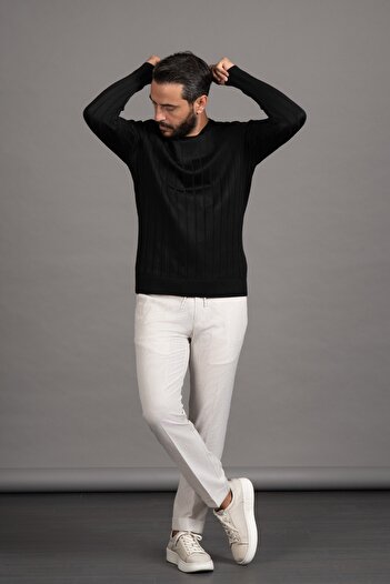 ADVANTE Zero Neckline Self-Striped Lycra Acrylic Seasonal Sweater