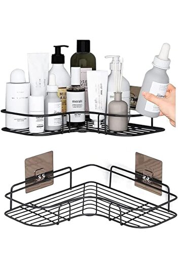 Xess 2Pcs Corner Shower Shelves, Self Adhesive No Drilling Wall Mounted Shower Shelf ‎26 x 26 x 6 cm