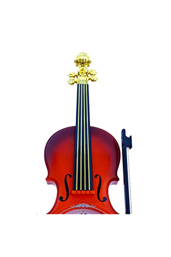 velve Vintage table clock decoration in the shape of a violin with stand, Brown, 40cm, Brown