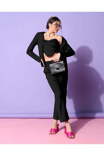 iza Black Blazer Style Co-ord Set