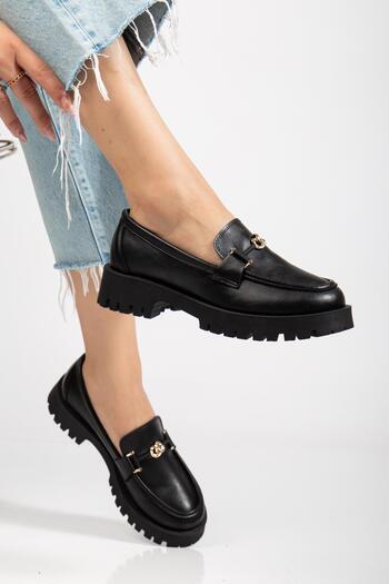 SUİNS SHOES Suins Premium Chapel Model Buckle Detailed Women's Black Brown Loafer Shoes