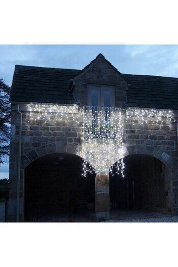 GOLD MARKET Outdoor Curtain Christmas Installation IP65, 19 m x 2 m, 3800 Large LEDs, Cool White, with F