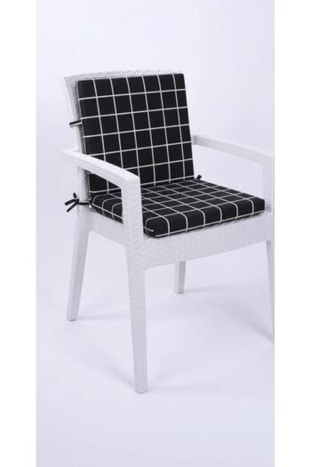 ALTINPAMUK Daisy Checkered Sponge Backrest Chair Cushion with Special Stitched Lacing 40X83 cm