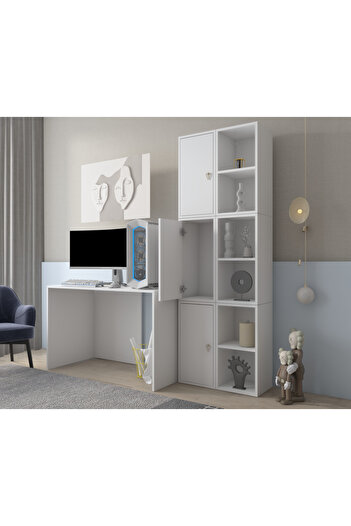 nettrends.net the new trend of shopping Oyuncu Masası Modüler Dolaplı Çalışma İstasyonu 120x60 cm Beyaz-NRG-OYNM-1001
