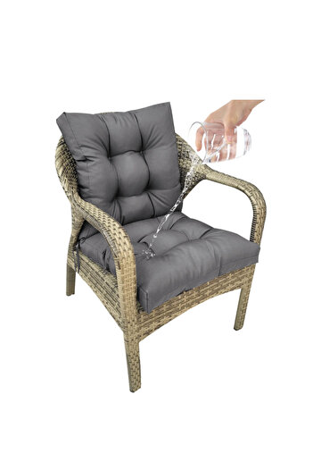 İstanbul kumaş Arkalıklı Su Geçirmez Kumaş Pofidik Sandalye Minderi | Çökme Yapmaz | Dolgulu | Bağcıklı | 50x90cm