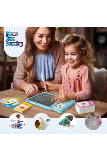 VALA Tableta LCD 2 in 1 pentru copii, interactiva si educationala, scris si desenat, 255 carduri cu 510 c