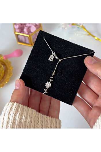 AccSWEN Daisy Elevator Necklace Silver Color Tarnish-Resistant Steel Letter Elevator Low-Cut Necklace