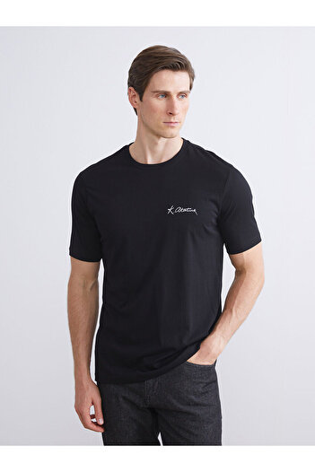 LC Waikiki Ανδρικό μπλουζάκι με στάμπα LCWAIKIKI ClassicBlack Crew Neck Atatürk Signature