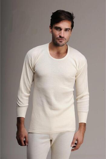Hasyün Men's 100% Wool Long Sleeve Undershirt Undershirt Innerwear 1002E - 1 Piece