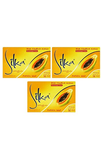 Silka Papaya Soap with Herbs for Skin Whitening, 3 Pieces